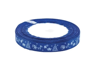 Wstążka satynowa z motywem świątecznym 12mmx22m - Brewis