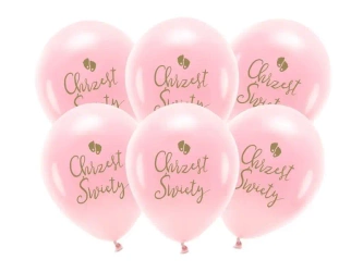 Balony Eco Chrzest Święty rumiany różowy 33cm 6szt - PartyDeco