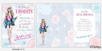 Karnet Grande + koperta wzór nr 03 Urodziny - Stamp