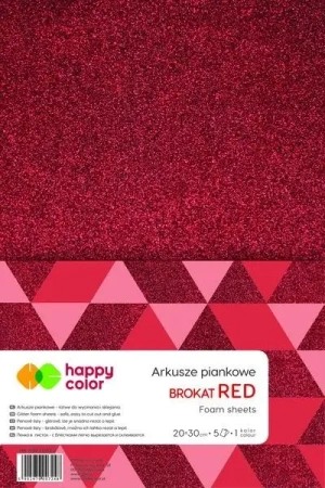 Arkusze piankowe brokat A4 czerw. 5szt HAPPY COLOR - GDD