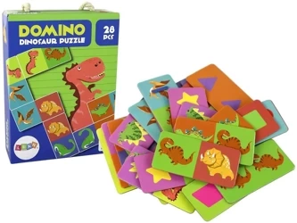 Domino dwustronne Dinozaury 10x5cm 28el - Leantoys