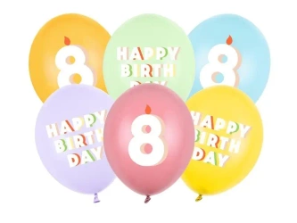 Balony 8 mix 30cm 6szt - PartyDeco