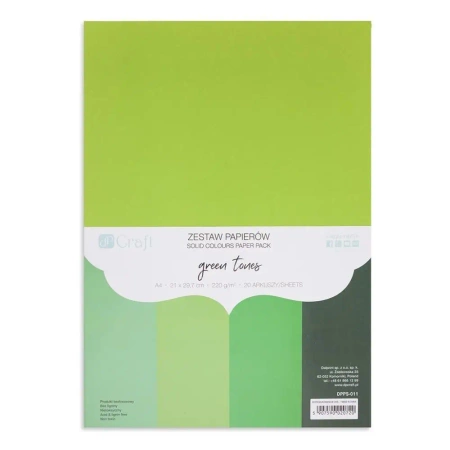 Zestaw papierów A4 20 arkuszy Green tones 220g - Dalprint dpCraft