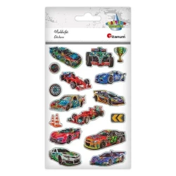 Naklejki wypukłe wyścigówki hologram 16szt - Titanum