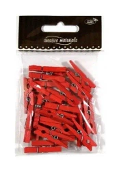 Klamerki drewniane czerwone 30mm 25szt - Galeria Hobby