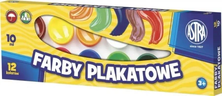 Farby plakatowe 12 kolorów 10ml ASTRA - ASTRA papiernicze