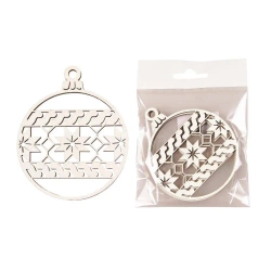 Bombka drewniana Sweterek biały 3szt - Cresco