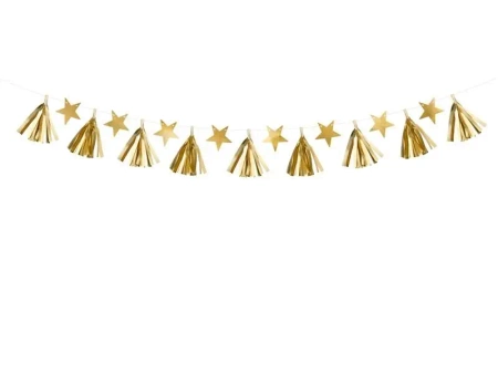 Girlanda papierowa Gwiazdy złoty 1,3m - PartyDeco