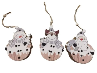 Zawieszka świąteczna drewniana ze światłem LED MIX - ADAR