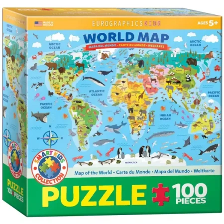 Puzzle 100 Smartkids Illustrated Map of the World 6100-5554 - Eurographics