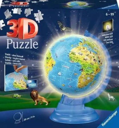 Puzzle 188 elementów 3D Globus podświetlany - Ravensburger Polska