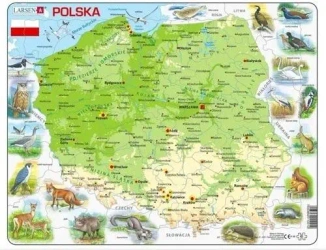 Układanka Mapa Polska fizyczna zwierzęta Maxi - Larsen