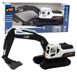 Koparka gąsienicowa metalowa biała - Leantoys