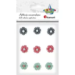Kwiatki samoprzylepne z żywicy margerytki mix 9szt - Titanum