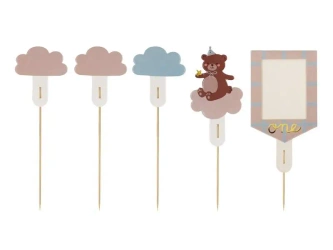 Toppery na tort Miś mix 12-14cm 5szt - PartyDeco