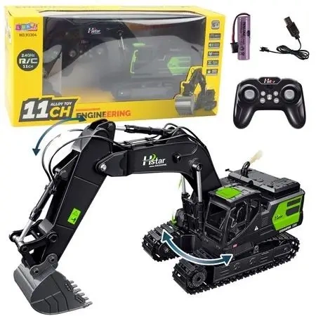 Koparka gąsienicowa RC 2.4G 11CH czarna - Leantoys