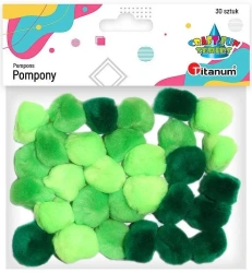 Pompony akrylowe 25mm zielone 30szt. - Titanum