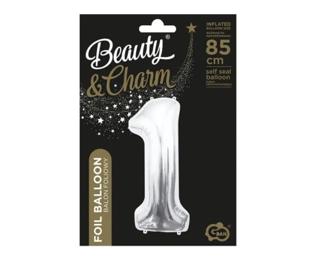 Balon foliowy B&C cyfra 1 srebrna 85cm - Godan