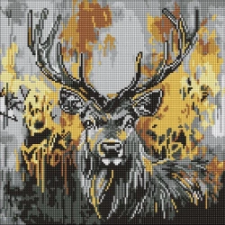 Diamentowa mozaika - Złoty jeleń 40x40cm - Ideyka