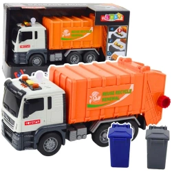 Śmieciarka kosze na śmieci światła dźwięki pomarań - Leantoys