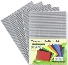 Tektura A4 falista metallic srebrna 5szt - Penword