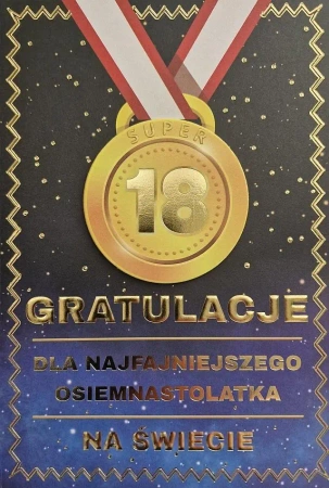 Karnet Urodziny 18 medal męskie - YEKU