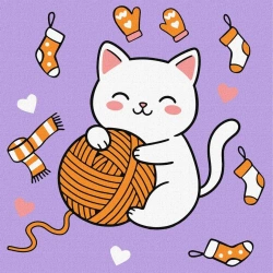 Malowanie po numerach - Kotek i kłębuszek 3 Kids - Ideyka