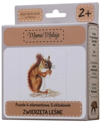 Puzzle 4-elementowe Zwierzęta leśne - Mama Maluje