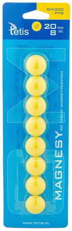 Magnesy do tablic Tetis żółte gładkie 20mm/8
