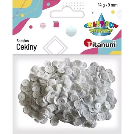 Cekiny okrągłe 9mm pastelowe białe 14g - Titanum