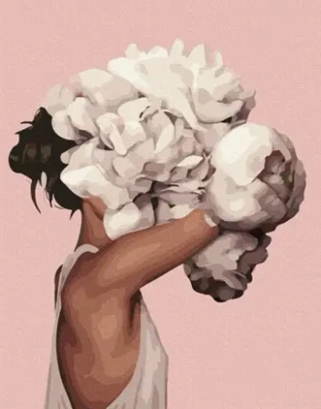 Diamentowa Mozaika Kobieta głowa z białych kwiatów NO-1007743 - Norimpex