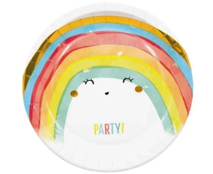 Talerzyki papierowe Rainbow Party 23cm 8szt - Godan