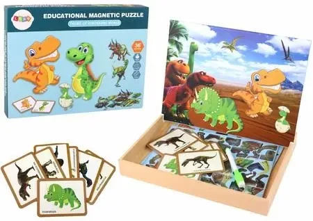 Puzzle magnetyczne z motywem dinozaurów - Leantoys