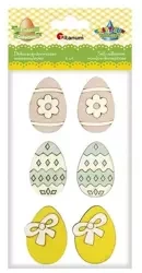 Drewniane pisanki 24x35/28x37mm mix 6szt - Titanum