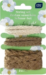 Zestaw naturalnych sznurków dekor. 3x1m Pastel - INTERDRUK