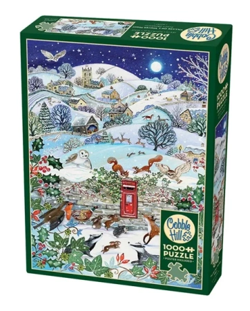 Puzzle 1000 Wieś zimową nocą G3 - Cobble Hill