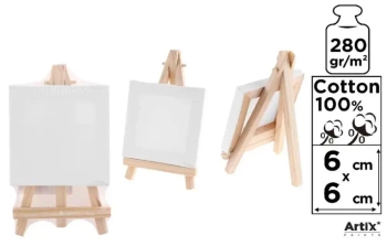 Podobrazie mini 6x6cm 280G/m2 + sztaluga - Artix