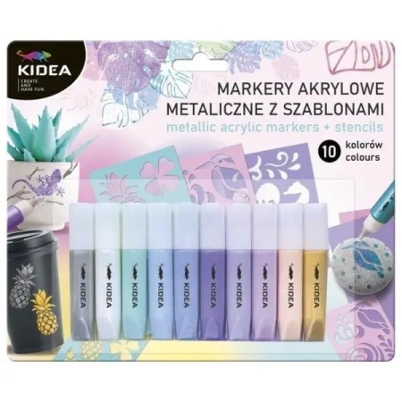 Markery akrylowe metaliczne 10 kolorów KIDEA - DERFORM
