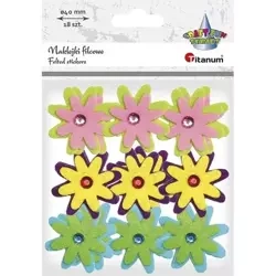 Naklejki filcowe 3D kwiaty z kryształem mix 18szt - Titanum