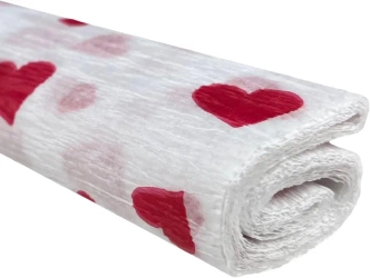 Paczka Bibuła marszczona 50x200 serca czerwone na białym 10 rolek - TYMOS