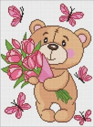 Diamentowa mozaika - Uroczy pluszowy miś 30x40cm - Ideyka