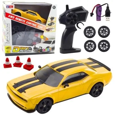 Auto sportowe RC z wymiennymi kołami żółte - Leantoys