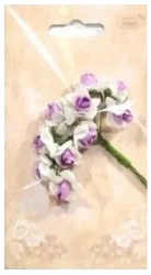 Kwiatki papierowe różyczki biało-fioletowe - Galeria Hobby