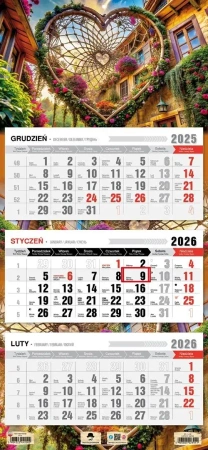 Kalendarz 2026 trójdzielny płaska główka łapacz - Pan Kalendarzyk