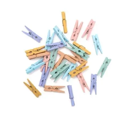 Klamerki mini drewniane rainbow 3cm 30szt - Dalprint