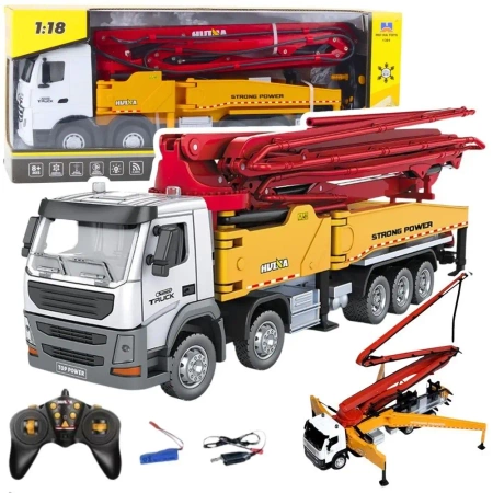 Betoniarka z pompą Huina metalowa 1:18 - Leantoys