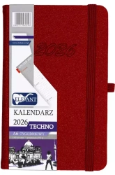 Kalendarz 2026 A6 tygodniowy Techno czerwony - praca zbiorowa