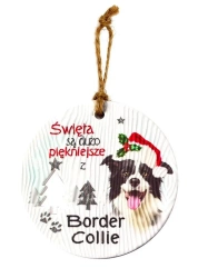 Zawieszka ceramiczna Boże Narodzenie Border Collie - Kukartka