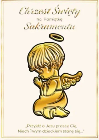 Karnet A5 Chrzest - Złoty anioł - Henry