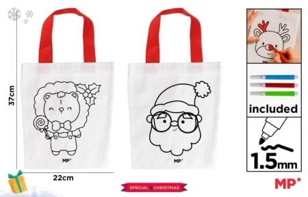 Torba świąteczna do malowania + flamastry - kotek - MP Main Paper